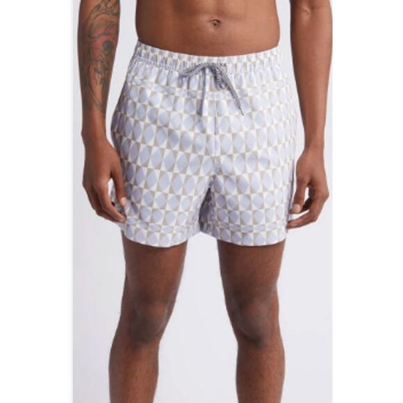 Open Edit Nordstrom Mens XL Recycled Volley Swim Trunks 4" Purple Diamond Grid - Picture 5 of 16